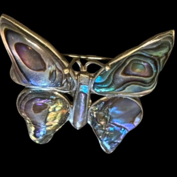 Abalone Shell 925 Silver Butterfly Brooch - Picture 4 of 8